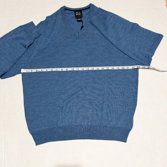 Jos A Bank NWT Sz XL Blue 70 Traveler Collection Merino Wool V-Neck Sweater - Picture 8 of 11